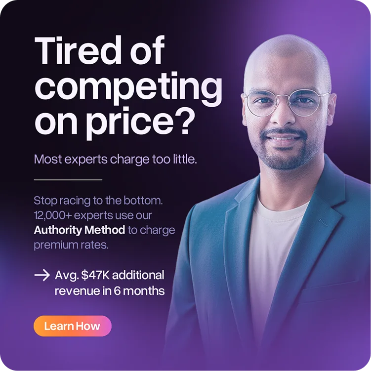Authority Method ad asking experts if they are tired of competing on price
