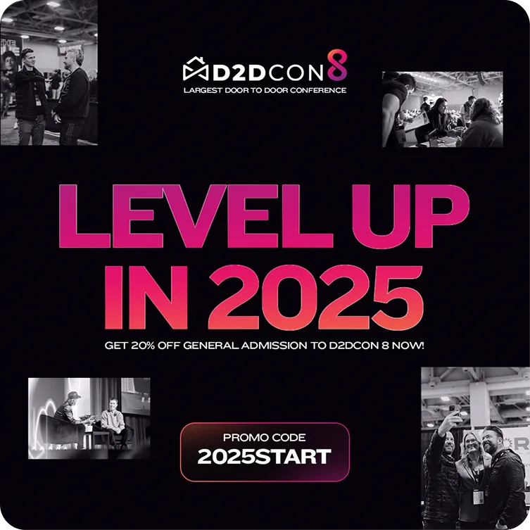 D2DCon discount ad with event photos, a 20 percent offer and promo code